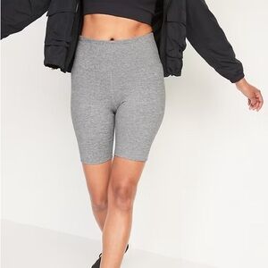 Old Navy Women’s Heather Gray High-Waisted PowerPress Biker Shorts- 8 inches